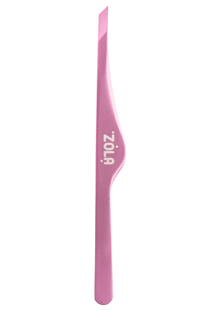 ZOLA Professional beveled tweezers for eyebrows LIGHT PINK